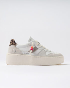 COURT PLATFORM VINTAGE KALVSKINN VIT-LEOPARD