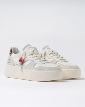 COURT PLATFORM VINTAGE KALVSKINN VIT-LEOPARD