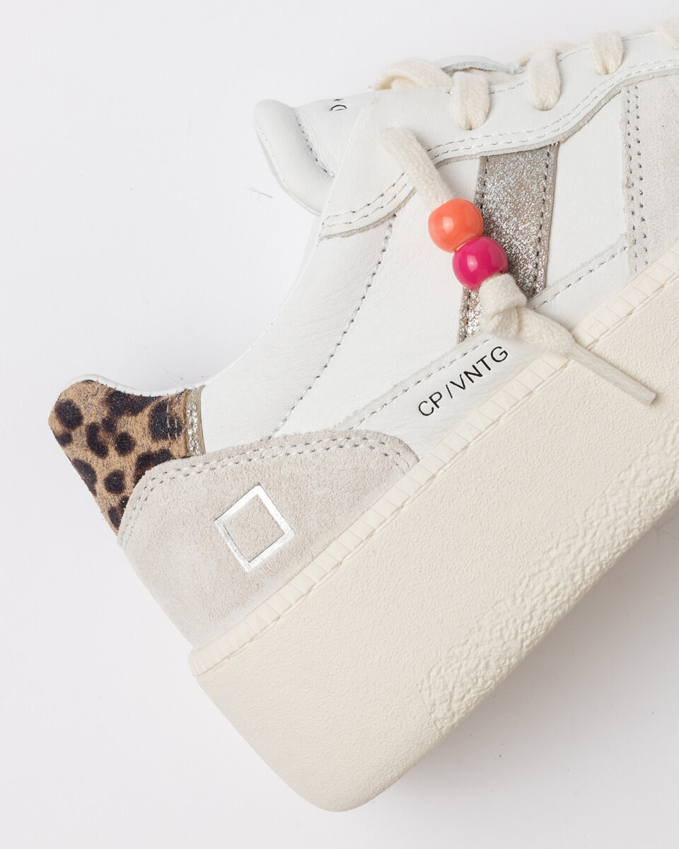 COURT PLATFORM VINTAGE KALVSKINN VIT-LEOPARD
