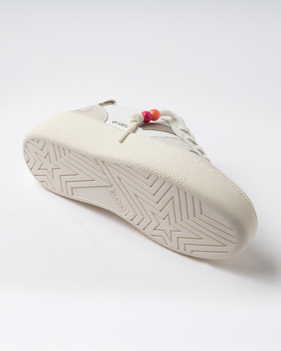 COURT PLATFORM VINTAGE KALVSKINN VIT-LEOPARD